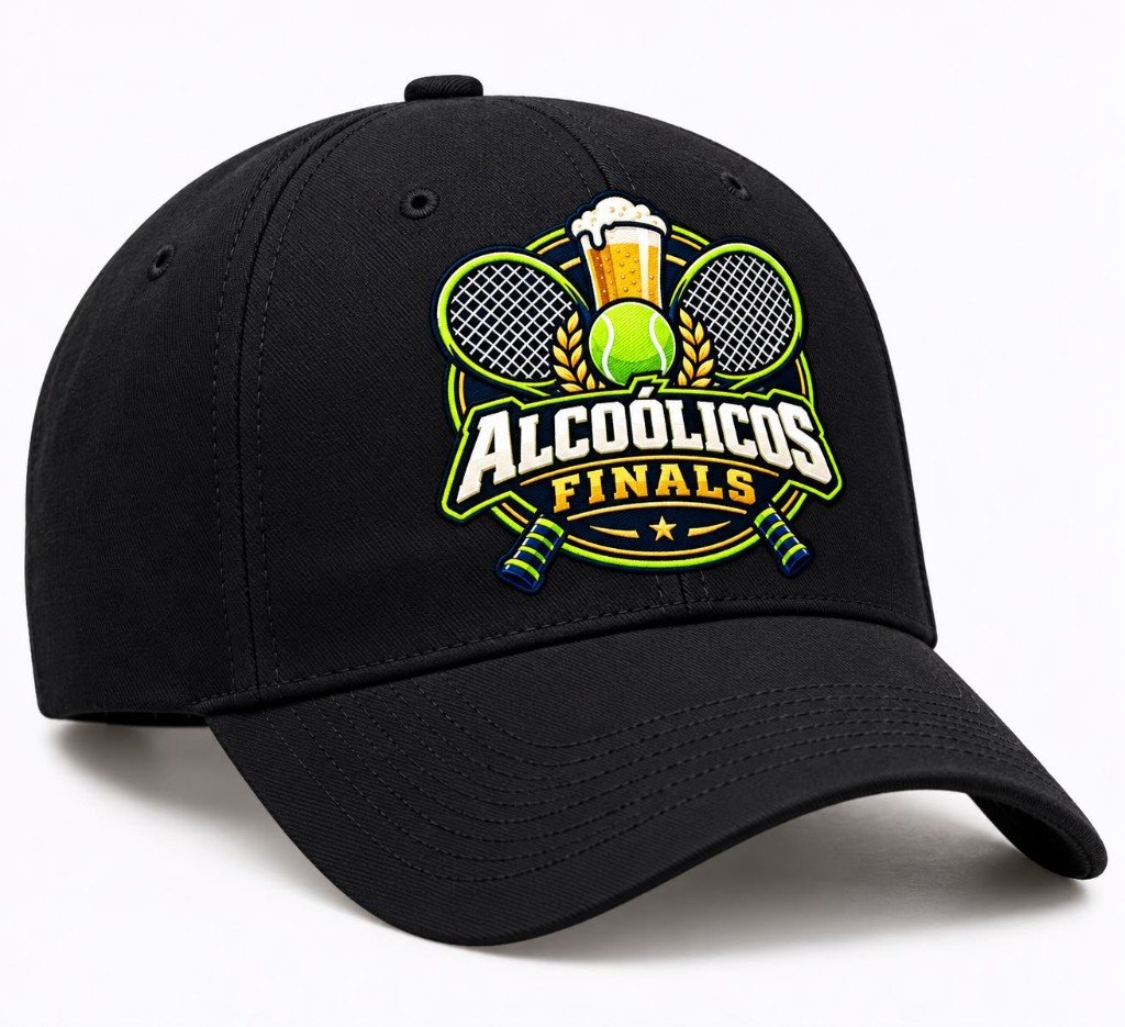 Boné preto com o logo do Alcoólicos Finals